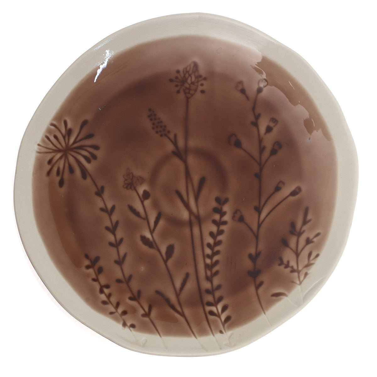 Brown Botanical Dinner Plate – 10 Inch Ceramic Plate - Habitt
