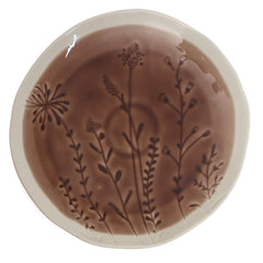 Brown Botanical Dinner Plate – 10 Inch Ceramic Plate - Habitt