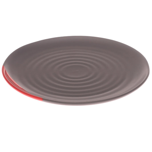 Grey & Red Dinner Plate 11 Inch – Modern Ceramic Dining Plate - Habitt