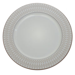 White Ceramic Dinner Plate 10.5 Inch – Elegant Patterned Stoneware Tableware - Habitt