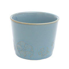 Blue Ceramic Mug with Floral Embossing – 3.5 × 3 Inch Tea & Coffee Mug - Habitt