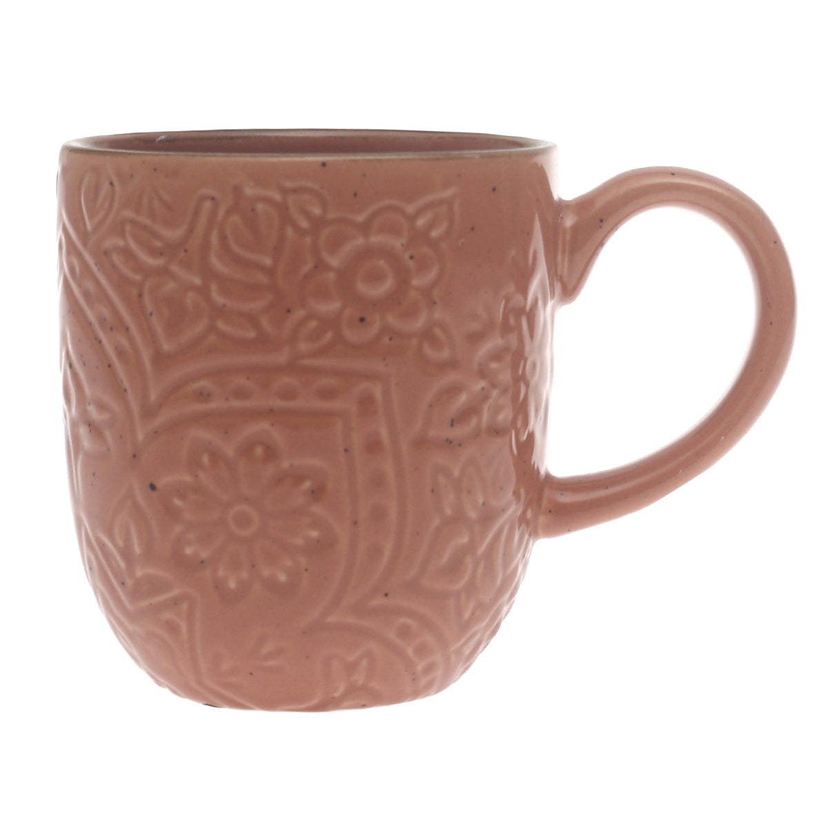 Brown Embossed Ceramic Mug 3 x 4 Inch – Rustic Stoneware Coffee Mug - Habitt
