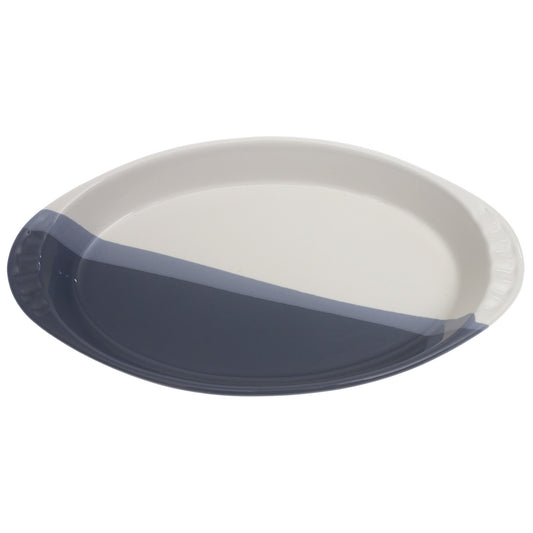 Oval Ceramic Serving Dish in Blue & White – 7.5 x 14 Inch - Habitt