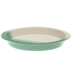 Oval Serving Dish – Green & White Ceramic Platter 6.5 x 12 Inch - Habitt