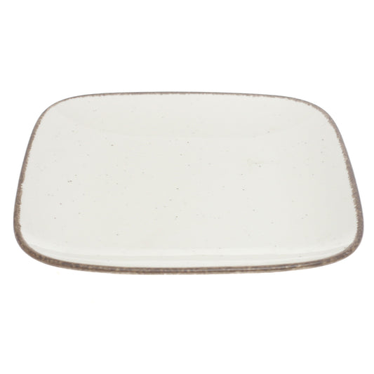 White Ceramic Serving Platter 10.5 Inch – Rustic Speckled Dinnerware Plate - Habitt