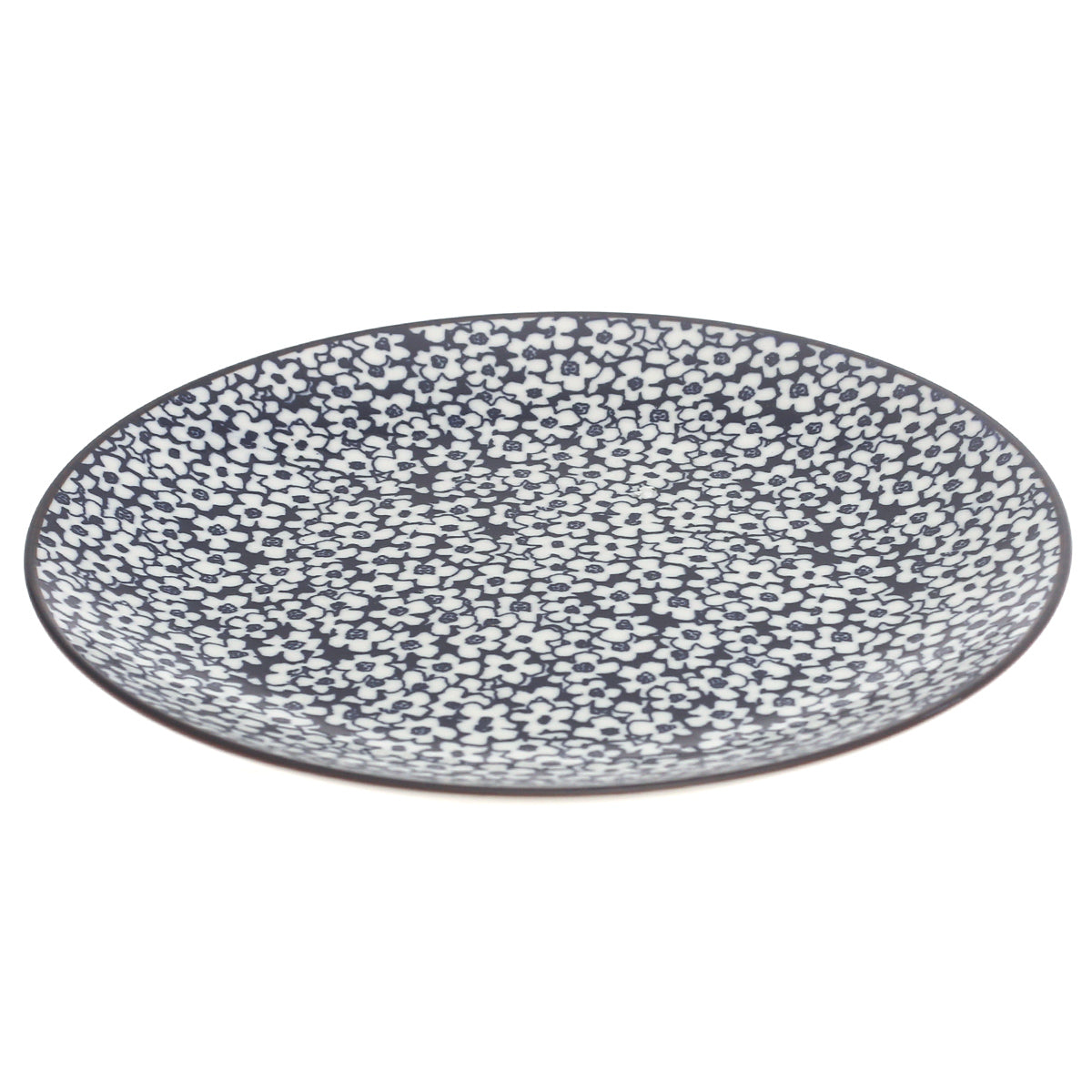 Black, Blue & White Ceramic Quarter Plate 8.5 Inch – Floral Pattern Dinner Plate - Habitt