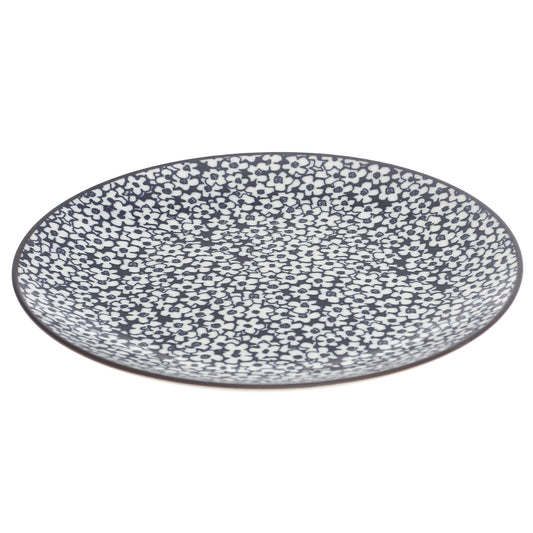 Black, Blue & White Ceramic Quarter Plate 8.5 Inch – Floral Pattern Dinner Plate - Habitt