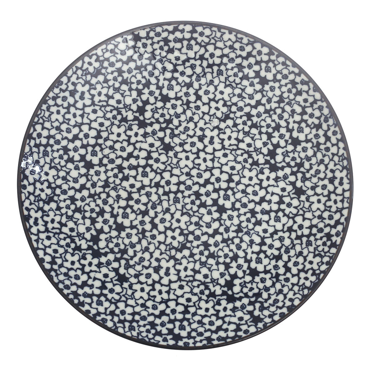 Black, Blue & White Ceramic Quarter Plate 8.5 Inch – Floral Pattern Dinner Plate - Habitt