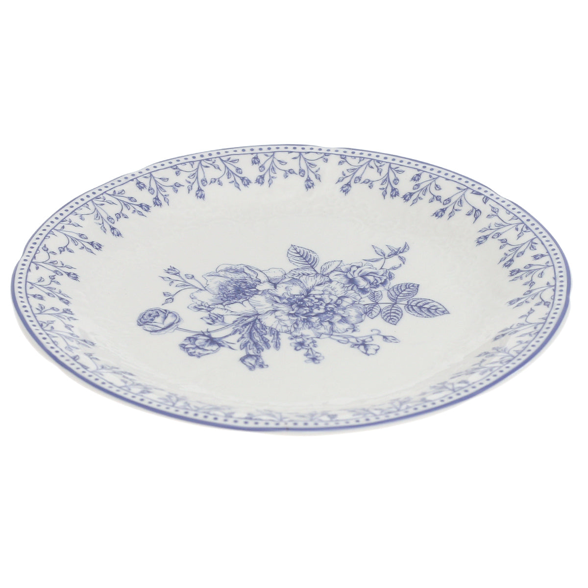 Blue & White Floral Quarter Plate 8 Inch – Classic Ceramic Side Plate - Habitt