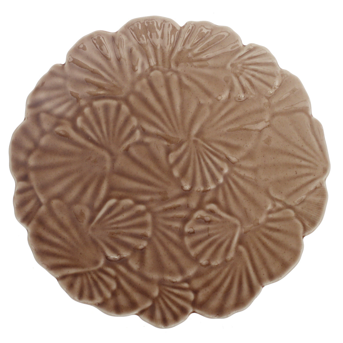 Brown Ceramic Quarter Plate 8 Inch – Textured Floral Design Snack & Dessert Plate - Habitt
