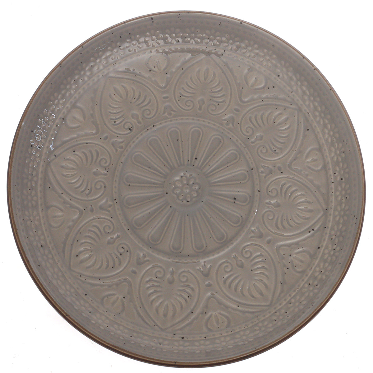 Brown Embossed Ceramic Quarter Plate 8 Inch - Habitt