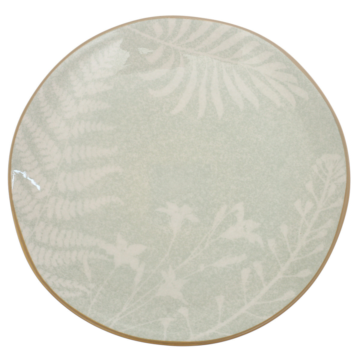 Quarter Plate – Green Ceramic Plate with Gold Rim | 8 Inch - Habitt