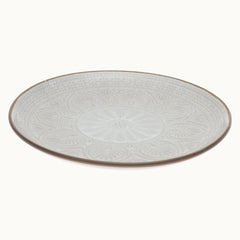 White Embossed Ceramic Quarter Plate 8 Inch | Elegant Snack & Dessert Plate - Habitt