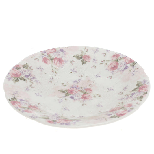 Pink & White Floral Side Plate 6 Inch – Elegant Ceramic Dessert & Snack Plate - Habitt