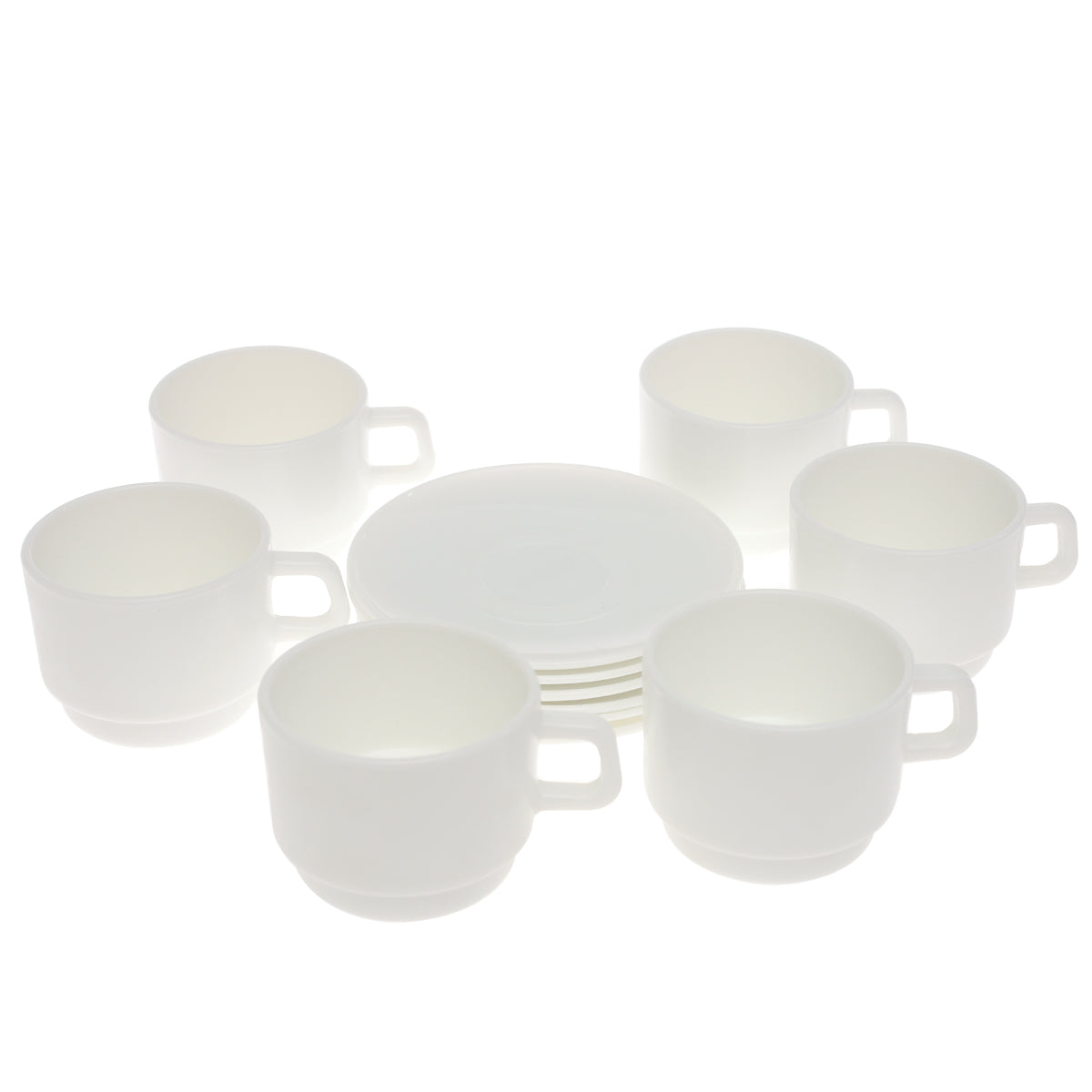 250ml Opal Glass Cup Set – 6 Pcs Elegant White Tea & Coffee Cups - Habitt
