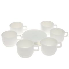 250ml Opal Glass Cup Set – 6 Pcs Elegant White Tea & Coffee Cups - Habitt