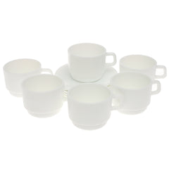 250ml Opal Glass Cup Set – 6 Pcs Elegant White Tea & Coffee Cups - Habitt