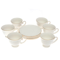 White & Gold 6-Piece Cup and Saucer Set – Elegant Tea & Coffee - Habitt