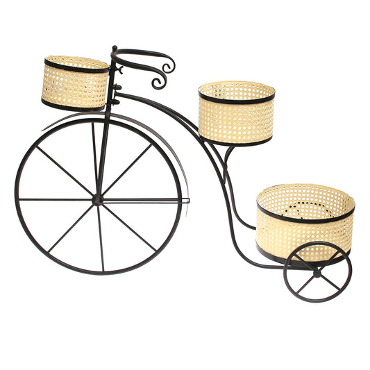 Garden Bicycle Planter with Hole Design – Beige & Black - Habitt