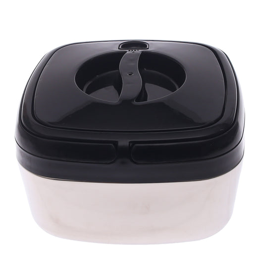 Compact Square Stainless Steel Hot Pot – Small Size Insulated Food Warmer with Black Lid | Modern Casserole Dish for Home & Kitchen - Habitt