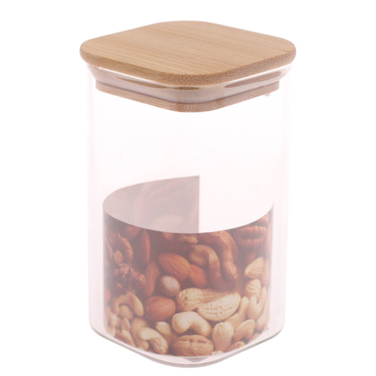 Square Glass Jar 280ml – GPG16-280/L3 with Bamboo Lid - Habitt