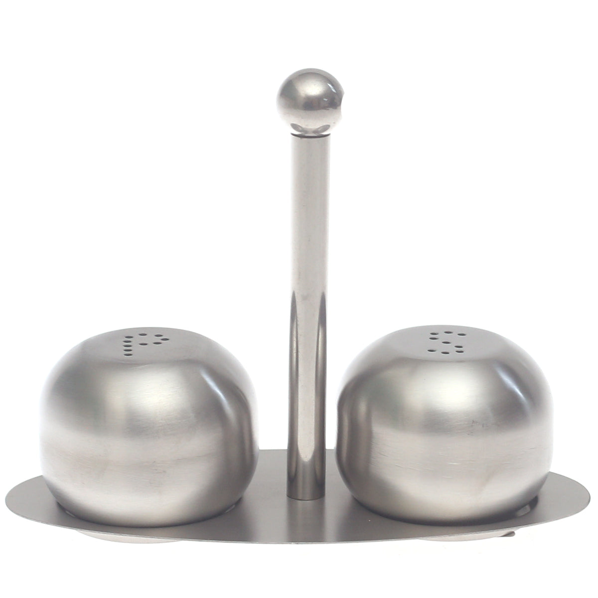 Stainless Steel Salt & Pepper Set (3-Piece) – Modern Tabletop Seasoning Dispenser with Stand - Habitt