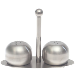 Stainless Steel Salt & Pepper Set (3-Piece) – Modern Tabletop Seasoning Dispenser with Stand - Habitt