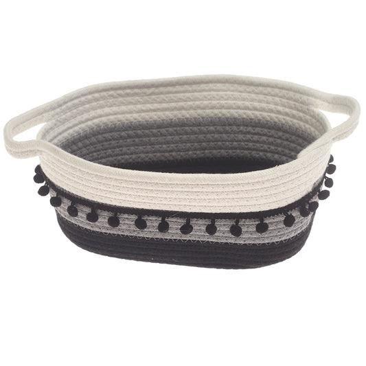 Large Black & White Storage Basket – (7.5 × 12 × 6 Inch) - Habitt