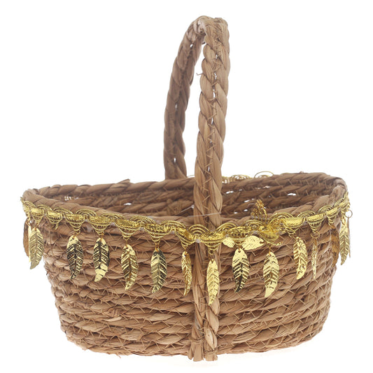 Storage Basket – Medium Brown Handwoven Decorative Basket with Handle (6 x 9 x 9 Inch) - Habitt