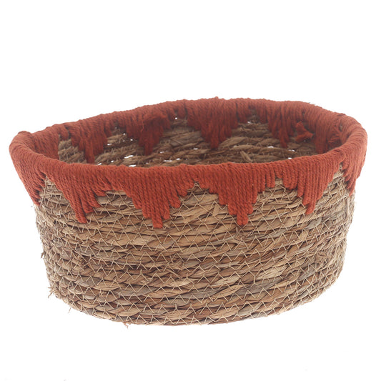 Storage Basket – Medium Rust Handwoven Natural Fiber Basket (11 x 5 Inch) - Habitt