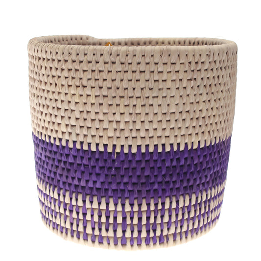 Handwoven Blue & White Dustbin Basket – 10x10 cm (UC-B-08) - Habitt