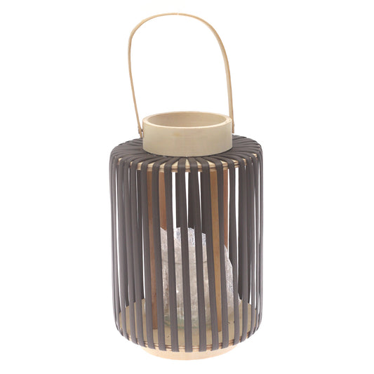 Black Hanging Lantern Medium 11 Inch | Bamboo & Glass Decorative Candle Lantern - Habitt