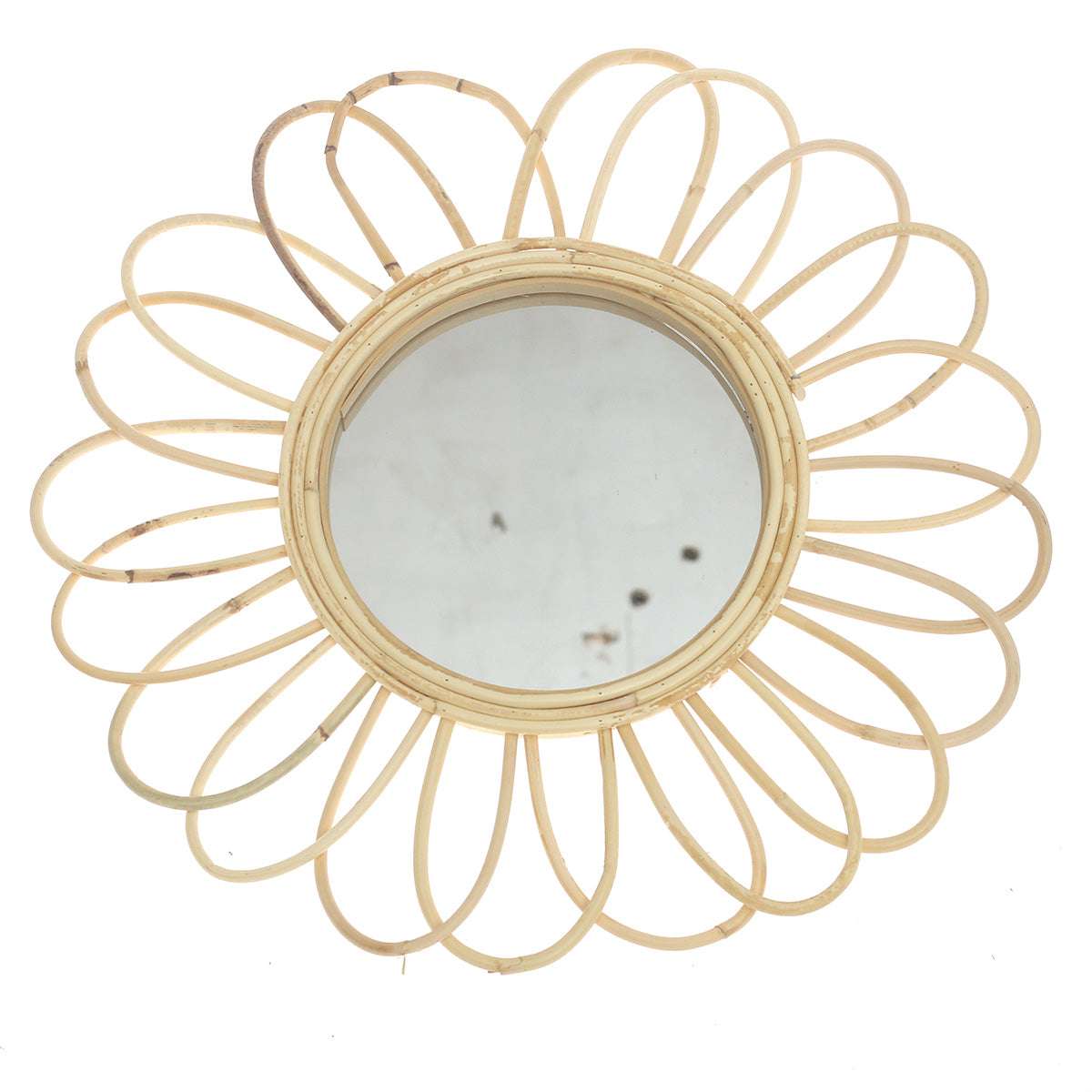 Handwoven Natural Mirror – Sunburst Bamboo Frame Wall Mirror - Habitt