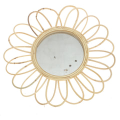 Handwoven Natural Mirror – Sunburst Bamboo Frame Wall Mirror - Habitt