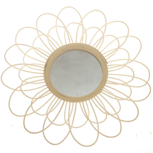 Handwoven Natural Mirror – Decorative Bamboo Loop Frame Wall Mirror - Habitt