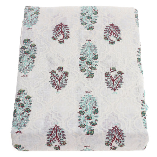 Gulbahar Cotton Table Cover 62x92" – Hand Block Printed Floral Dining Tablecloth - Habitt