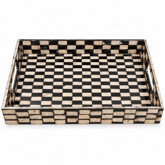 Small Black Mother of Pearl Decorative Tray K3S-KT – Elegant Serving & Display Tray