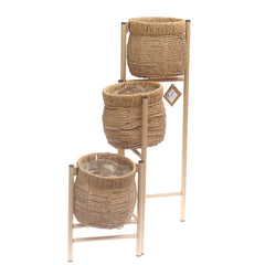 Natural Woven Planter with Metal Stand – 32 Inch Height - Habitt