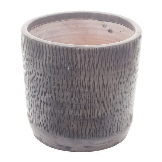 Natural Linear Textured Planter Set – Boho Rustic Indoor Plant Pots (Large & Small) | Modern Minimal Home Décor - Habitt