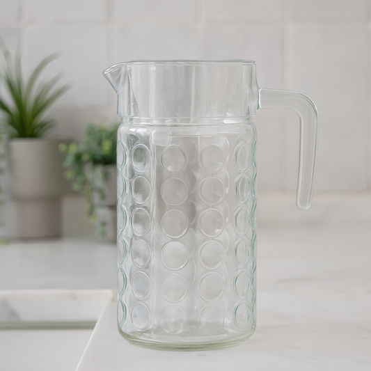 1850 ml Clear Glass Beverage Jug – Large-Capacity Drink Pitcher with Handle & Easy-Pour Spout (1 Pc) - Habitt