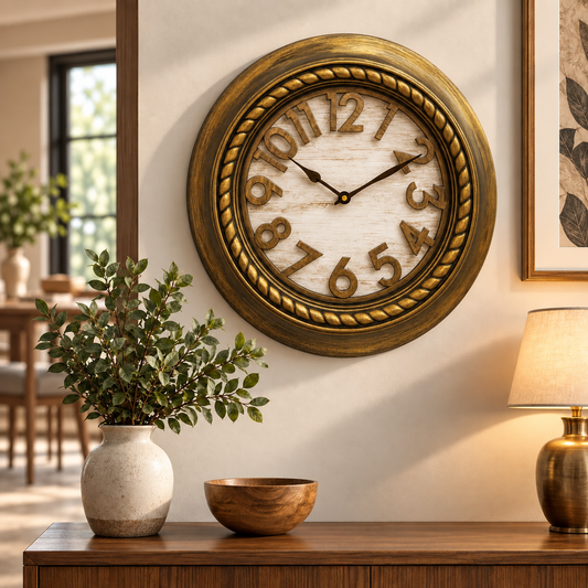 Heritage Wall Clock Ocean 2 – 18 Inch Antique Gold Decorative Wall Clock