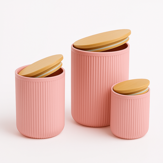3 Pcs Retro Storage Box Set with Wooden Lids – Airtight Kitchen Containers for Tea, Coffee, Sugar & Snacks - Habitt