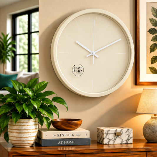 Heritage Pastel Silent Sweep Wall Clock – Minimalist Plastic Frame, Modern Quiet Movement, Decorative Home & Office Clock
