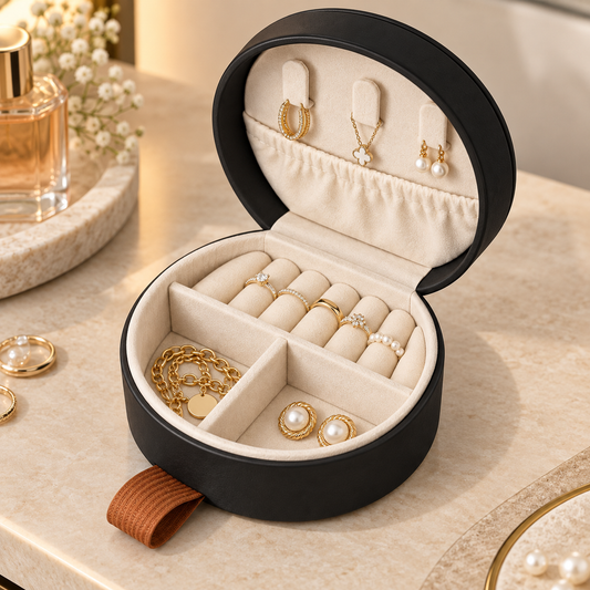 Mini Artificial Leather Jewelry Organizer Black