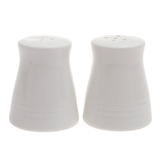 BRILLIANT 2-Piece Salt & Pepper Shaker Set – White Ceramic with Grooved Base - Habitt