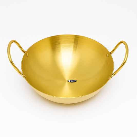 Golden Chef Wok – Premium Stainless Steel Deep Cooking Pan with Handles (Available in 26 cm, 28 cm & 30 cm) - Habitt