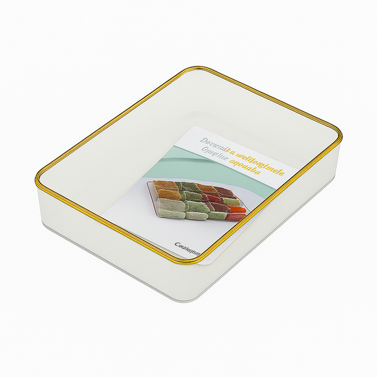 Remikim Golden Storage Box – Elegant Clear Organizer with Gold Rim (Small, Medium or Large – Single Piece) - Habitt
