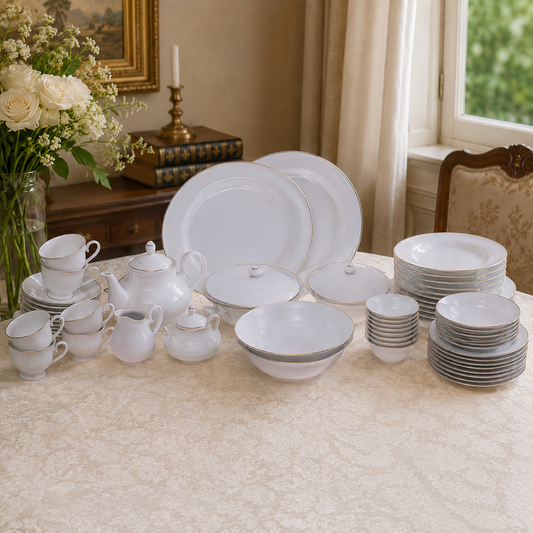 Classic Gold Line CN Dinner Set – Elegant White Porcelain Tableware - Habitt