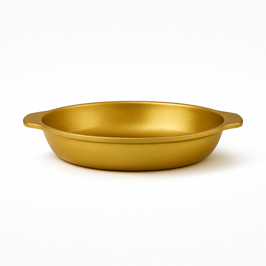 Golden Textured Serving Bowl – Premium Stainless Steel Decorative Bowl for Dining & Kitchen Use (Available in 24 cm, 26 cm & 28 cm) - Habitt