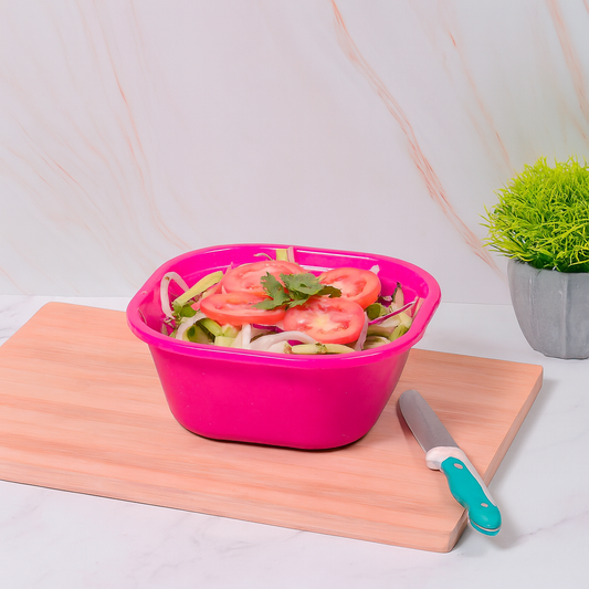 1pc Medium Plastic Mixing & Serving Bowl (Assorted) – 2500ml Multi-Purpose Kitchen Bowl (Yellow, Available in Red, Green, Blue, Orange, Magenta) - Habitt